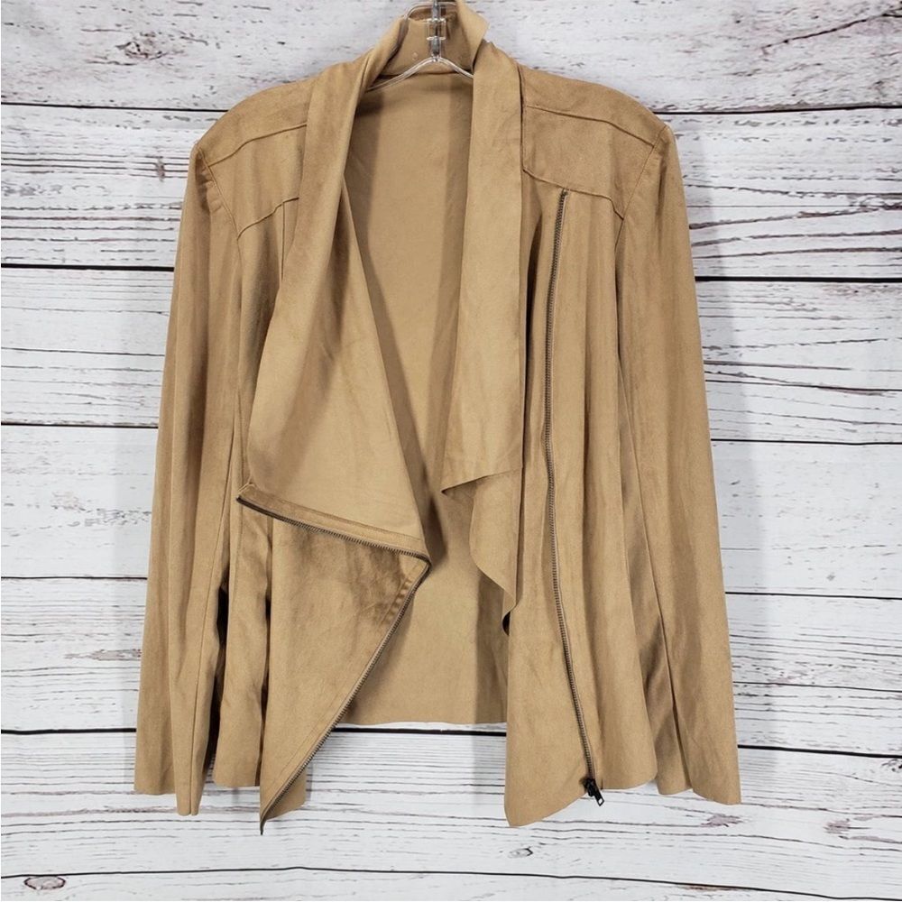 More large suede‎ drape cardigan